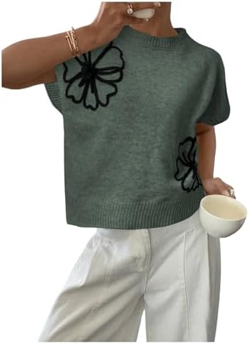 SOLY HUX Women's Short Sleeve Business Casual Sweater