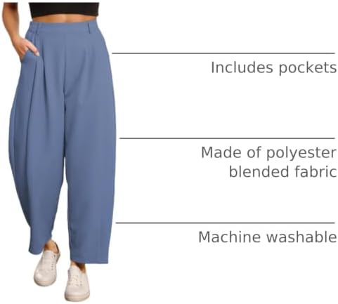 EVALESS Womens Wide Leg Barrel Pants with Pockets