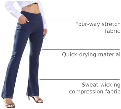 VOOVEEYA Women's Bootcut Leggings - Bootleg Yoga Pants Flare with 4 Pockets