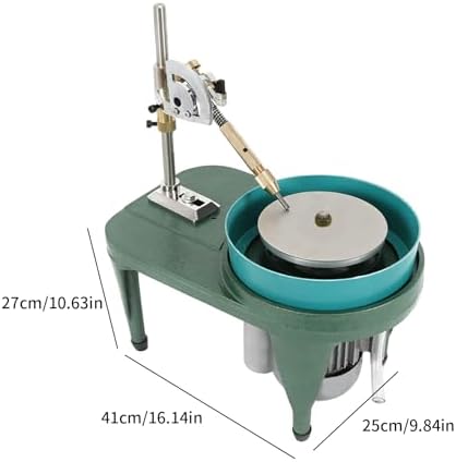 Gemstone Facer 2800RPM Gemstone Grinder Gemstone Grinder Polisher Polishing Machine Robotic Milling Tool Gemstone Cutting Tool 180W with 6-inch Polishing Disc (Green)