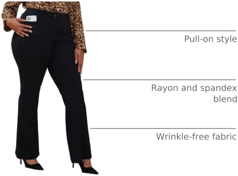 DGD Wrinkle-Free Stretch Dress Pants Plus Size for Women Pull-on Pant Ease into Comfort Office Pant