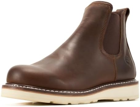 SUREWAY Men's 6-Inch Slip-On Chelsea Work Boots, Soft Toe Leather Boots
