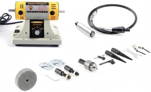 Jewelry Gem Polishing Grinding Machine Bench Lathe Rock Saw Lapidary Polisher Buffer 110V Mini Table Saw DIY Jewelry Grinder Equipment Tool 0-10000r/min with Flexible Shaft