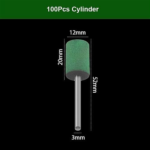 100pcs Abrasive Rubber Mounted Points 3mm Shank Grinding Polishing Buffing Wheel Burr Electric Grinder Replacement for Rotary Tools Angle Grinder Sanding Disc(12mm(Cylinder))