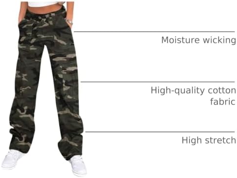 Lepunuo Cargo Pants for Women High Waisted Casual Pants Baggy Stretchy Wide Leg Y2K Streetwear with 6 Pockets