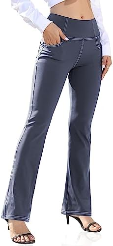 VOOVEEYA Women's Bootcut Leggings - Bootleg Yoga Pants Flare with 4 Pockets