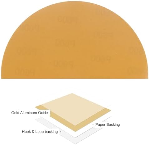 50pcs No Hole Sanding Discs- [ 8 Inch 600 Grit ] Round Hook and Loop Grip Sanding Pads Sheet Sandpaper for Automotive Woodworking Metal Polishing Use| Gold, Aluminum Oxide