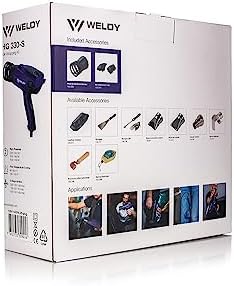 WELDY HG 530-A Car Wrapping Kit 120V 1440W Digital Heat Gun with Eco Mode, 5m Cable, Heat Protection & Air Inlet Covers | Professional Vinyl Wrap Installation Tool for Automotive Films
