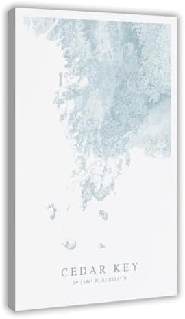 DUYIGCR Cedar Key Map, of Florida, Beach Home, Canvas Poster Bedroom Sports Landscape Office Room Decor Gift Frame 24" L X 36" W