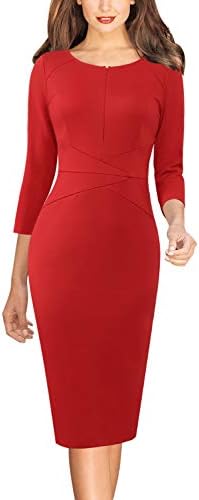 VFSHOW Womens Work Business Office Zipper Up Slim Bodycon Sheath Dress