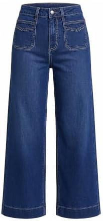 GRAPENT Women's Wide Leg Jeans High Waisted Cropped Stretchy Denim Pants