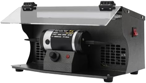 Polishing Machine, 200W Dual-Switch Control Polishing Grinder with Dust Collector and Two Mounting Shafts, Variable Speed Bench Electric Polishing Machine For Jewelry, Hardware and Small Workpieces