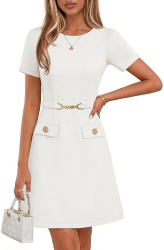 MEROKEETY Women's Summer Business Casual Work Office Mini Dress