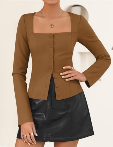 ZESICA Women's Business Casual Fitted Blazers Office Outfits