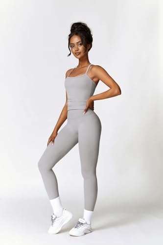 QBGJTD Womens Workout Sets Two Piece Cross Back Tank Top Matching High Waist Leggings Sets Gym Outfits Work Out Clothes