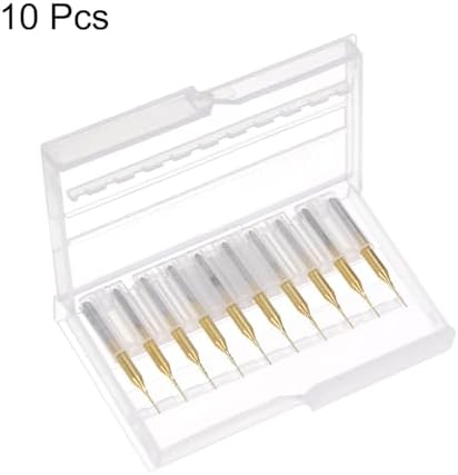 uxcell 10Pcs 0.5mm Titanium Coat Carbide End Mill Engraving Milling Cutter CNC Router Bits for PCB Machine, 1/8" Shank