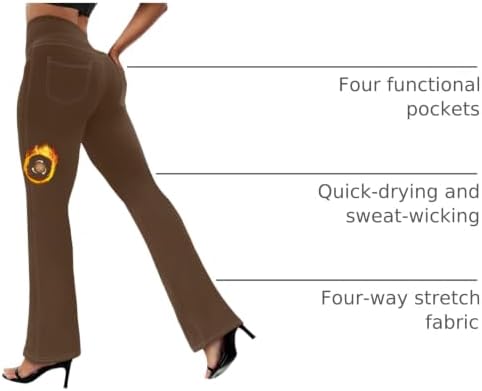 VOOVEEYA Women's Bootcut Leggings - Bootleg Yoga Pants Flare with 4 Pockets