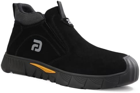GLANOUDUN Steel Toe Shoes for Men Welding Work - Slip-On, Mid-Top Coverage
