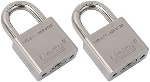 Unity Marine Padlock Keyed Alike 100% Stainless Steel Weatherproof for Sea, Boat, Port, Gate, Anti-Pick (2, 40mm)