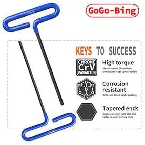 GogoBing Cushion Grip Hex T-Key Allen Wrench Metric Set- 8pc set Metric Sizes 2.5mm, 3mm, 3.5mm, 4mm, 4.5mm, 5mm, 5.5mm, 6mm, Blue.