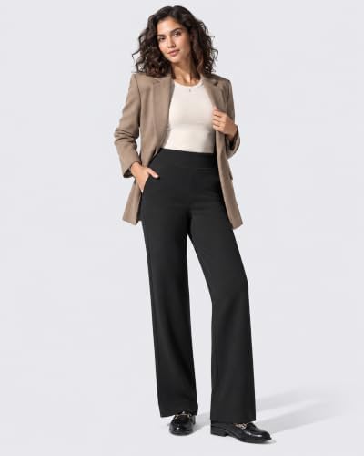 GAYHAY Fleece Lined Wide Leg Pants for Women, High-Waisted with Pockets