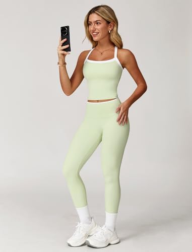 ABOCIW Workout Sets for Women 2 Piece Padded Sports Bra Tank Top High Waist Leggings Sets Gym Yoga Work Out Clothes