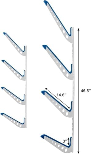 StoreYourBoard Ski Rack Wall Mount, Horizontal Ski Storage Rack for Garage, 4-Level Ski Wall Mount with Padded Arms, Ski Pole Holder, Ski Holders for Wall, Winter Gear Organizer, White, Holds 100 lbs