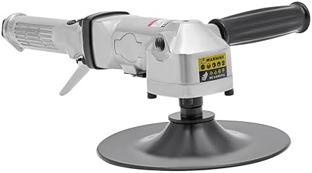 DNYSYSJ 7" Air Angle Sander 4500RPM Pneumatic Polisher, Air SanderM16 Spindle w/Safety Switch & Aux Handle, 4.41lb Lightweight Orbital Sander for Metal/Car/Stone (Silver/Black)