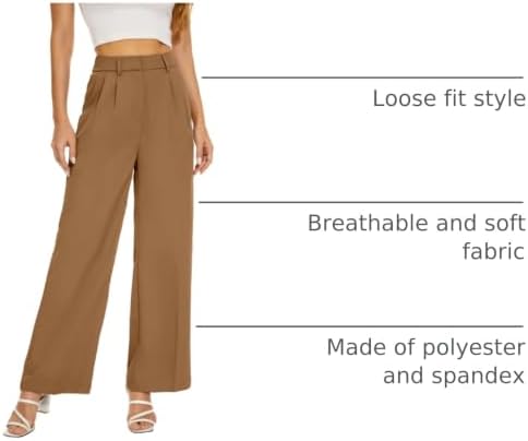 KICZOY Women Casual Wide Leg Dress Pants High Waist Lightweight Flowy Pants
