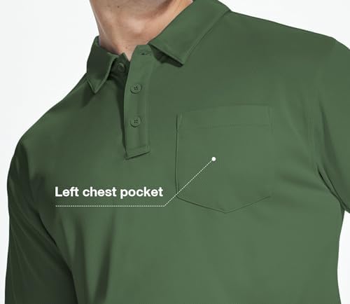 ZITY 5 Pack Polo Shirts for Men with Pocket Dry Quickly Short Sleeve Athletic Outdoor Work Collared Shirts