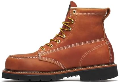 Thorogood American Heritage 6" Steel Safety Moc Toe Work Boot for Men, Durable Leather, Slip-Resistant Outsole, ASTM Rated