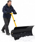 Snow Shovel with Wheels, for Efficient Snow Removal (Single Bar - Yellow)