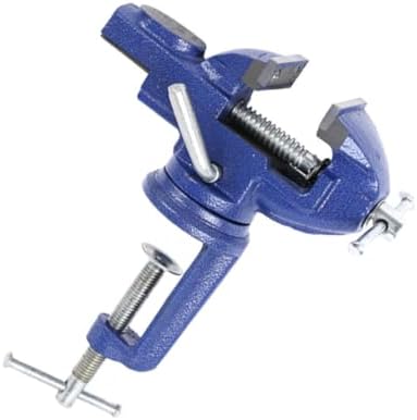 PRETYZOOM Small 50mm 360-degree Swivel Base Table Vise, Clamp-on Bench Vise for Woodworking and Repair, Versatile Workholding Device with Rotating Mechanism