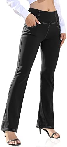 VOOVEEYA Women's Bootcut Leggings - Bootleg Yoga Pants Flare with 4 Pockets