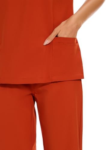 COZYFIT Scrubs for Women Set - Stretch V-Neck & Jogger Pant with 9 Pockets