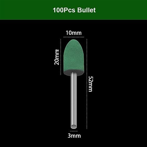 100pcs Abrasive Rubber Mounted Points 3mm Shank Grinding Polishing Buffing Wheel Burr Electric Grinder Replacement for Rotary Tools Angle Grinder Sanding Disc(10mm(Bullet))