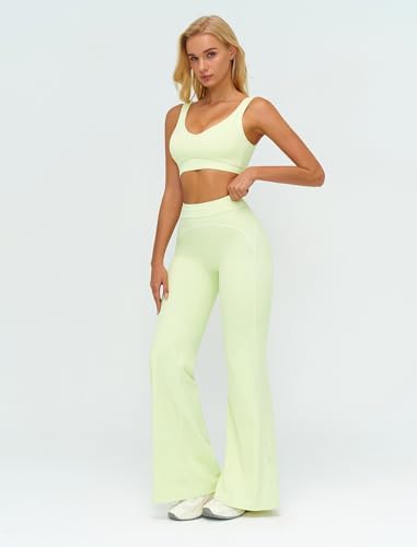 ABOCIW Two Piece Workout Sets for Women Racerback Tank Top Matching High Waist Wide Leg Yoga Pants Pilates Outfits