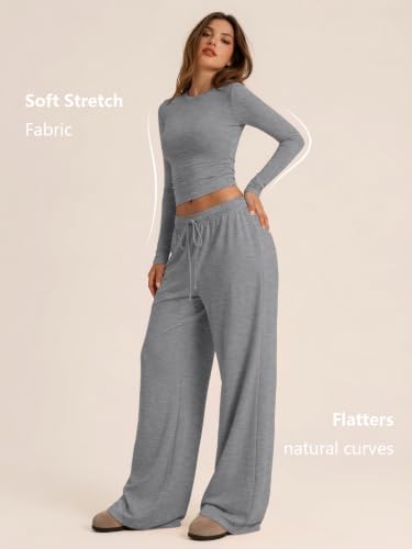 Trendy Queen Women's 2 Piece 2026 Fall Fashion Lounge Set with Pockets