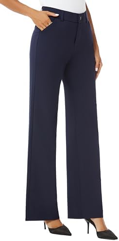 iChosy Womens High Waist Wide Straight Leg Trousers Casual Slacks Dress Pants with Pockets