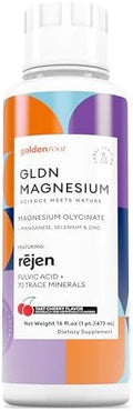 GLDN Magnesium Liquid Syrup - Nighttime Magnesium Glycinate with Rejen Fulvic Acid for Improved Absorption Key Electrolytes and L-Theanine for Sleep and Cortisol Support - Tart Cherry (16 fl.oz)