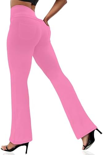 VOOVEEYA Women's Bootcut Leggings - Bootleg Yoga Pants Flare with 4 Pockets
