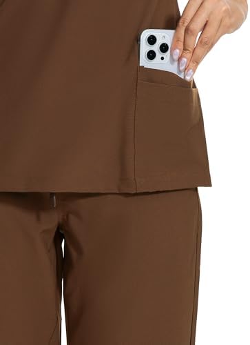 COZYFIT Scrubs for Women Set - Stretch V-Neck & Jogger Pant with 9 Pockets