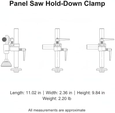 Iron Panel Saw Hold-Down Clamp for Woodworking, Horizontal Workholding Device for Large Sheets and Straight Cuts, Black Finish