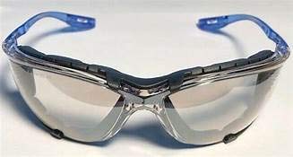 3M Safety Glasses, Virtua CCS, ANSI Z87, Anti-Fog, Mirrored Lens, Blue Frame, Corded Ear Plug Control System, Pack of 20