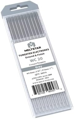 TIG Welding Cerium tungsten electrode 1/16” x 7” (Grey, WC20) 10-Pack