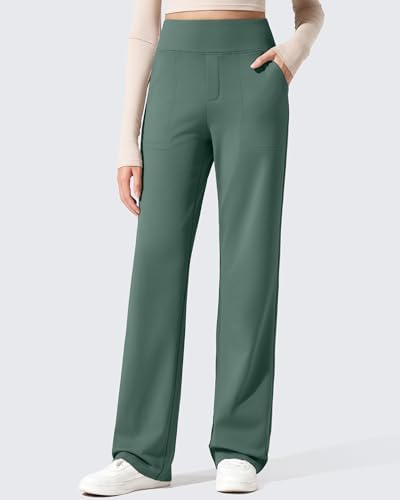 G4Free EverGoing Fleece Lined Wide Leg Pants for Women Dressy Work Casual