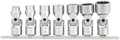 Performance Tool W38980 7-Piece 3/8 in. Drive SAE Flex Socket Set | Sizes 3/8 to 3/4 inch. 12-point design reduces rounding. Chrome vanadium steel. Includes metal socket rail