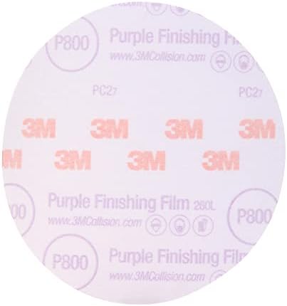 3M Hookit Purple Finishing Film Abrasive Disc, 260L, 30670, 6 in, P800