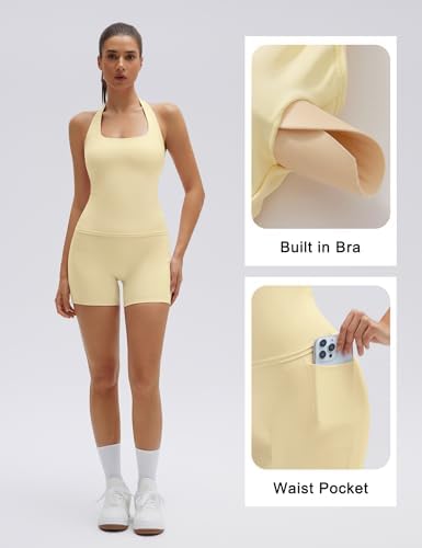 SUUKSESS Women 2 Piece Workout Sets Halter Neck Yoga Tops Gym Biker Shorts