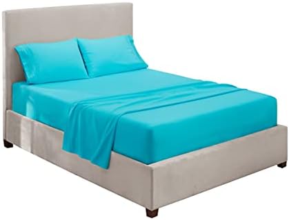Hearth & Harbor Cal King Size Sheets - 4 Piece Bed Sheet Set, Hotel Luxury Double Brushed Bed Sheets - Extra Soft Bedding Sheets & Pillowcases, California King, Beach Blue